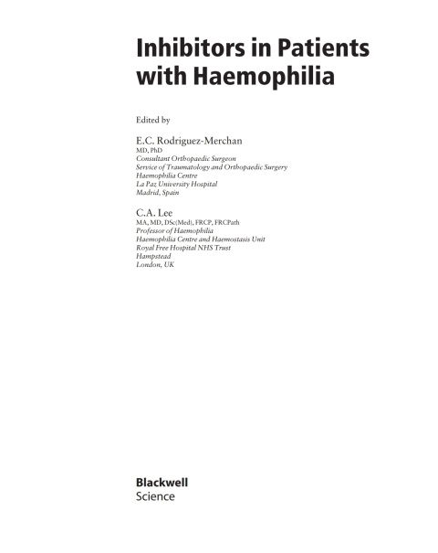 Cover image for book Inhibitors in Patients with Haemophilia