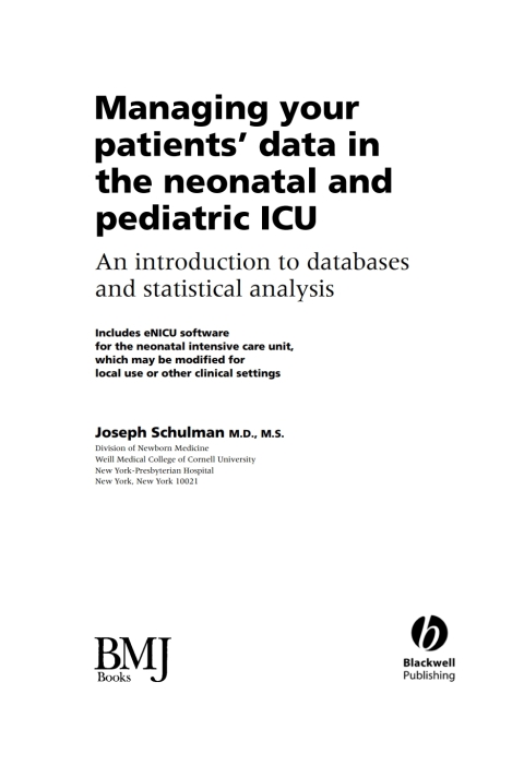 Cover image for book Managing your Patients' Data in the Neonatal and Pediatric ICU