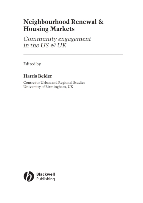 Cover image for book Neighbourhood Renewal and Housing Markets