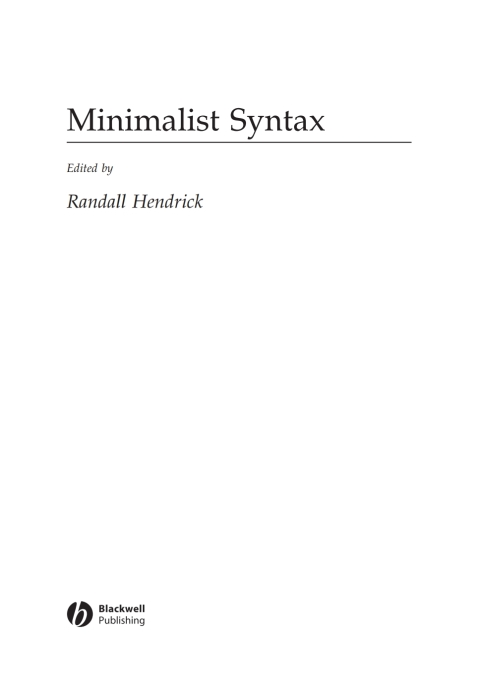 Cover image for book Minimalist Syntax