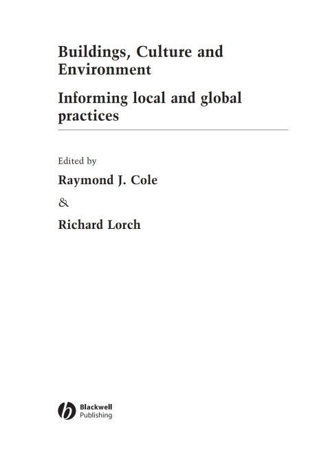 Cover image for book Buildings, Culture and Environment