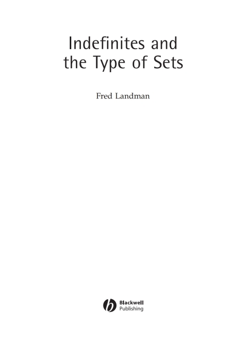 Cover image for book Indefinites and the Type of Sets
