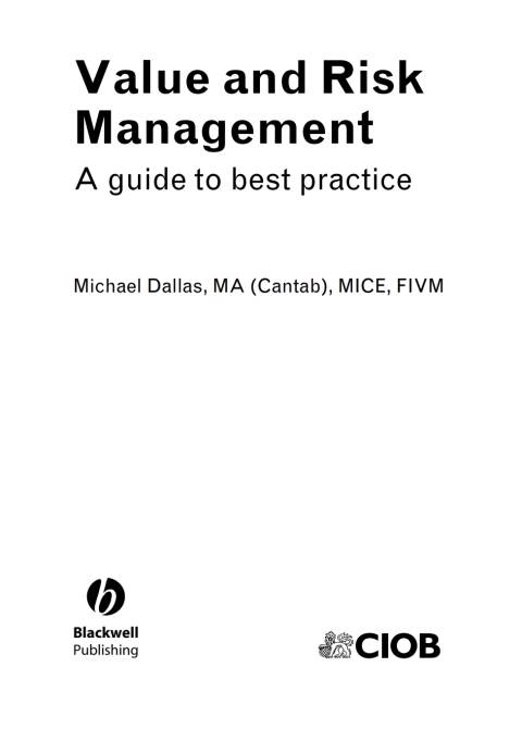 Cover image for book Value and Risk Management: A Guide to Best Practice