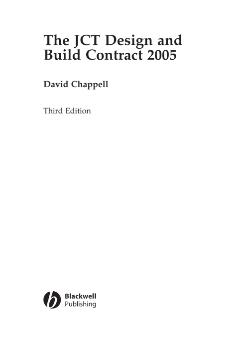 Cover image for book The JCT Design and Build Contract 2005