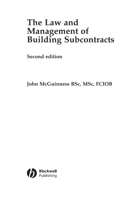 Cover image for book The Law and Management of Building Subcontracts