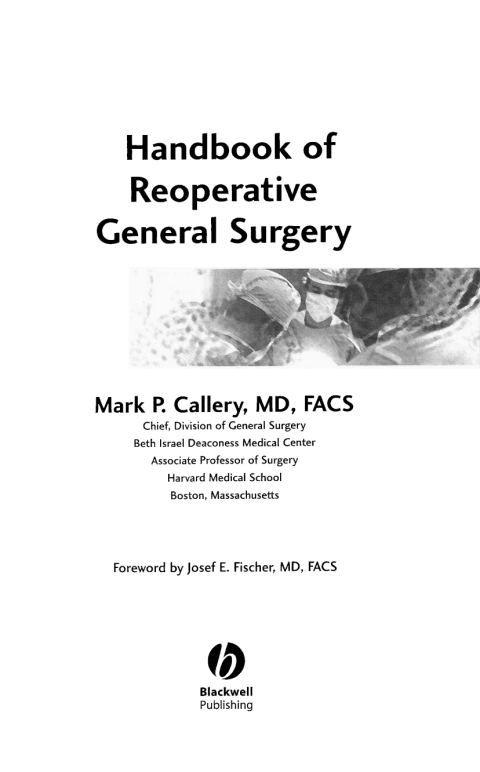 Cover image for book Handbook of Reoperative General Surgery