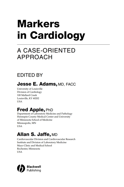 Cover image for book Markers in Cardiology: A Case-Oriented Approach