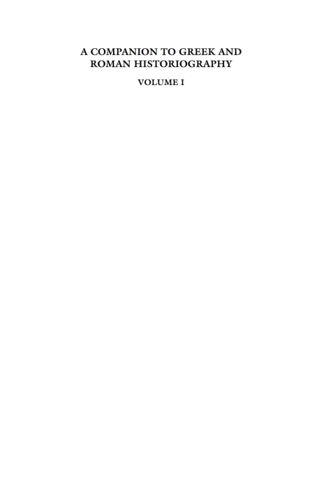 Cover image for book A Companion to Greek and Roman Historiography