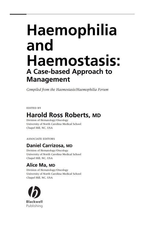 Cover image for book Haemophilia and Haemostasis