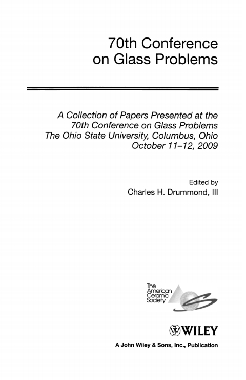 70th Conference on Glass Problems 
