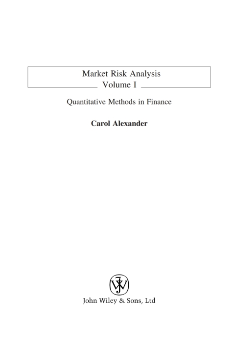 Market Risk Analysis, Volume I, Quantitative Methods in Finance 
