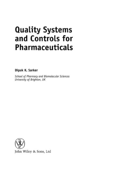 Cover image for book Quality Systems and Controls for Pharmaceuticals