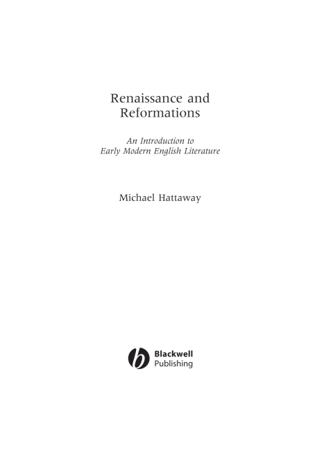 Cover image for book Renaissance and Reformations