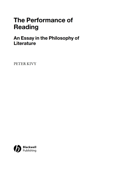 Cover image for book The Performance of Reading