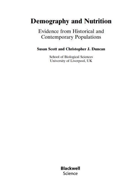 Cover image for book Demography and Nutrition: Evidence from Historical and Contemporary Populations