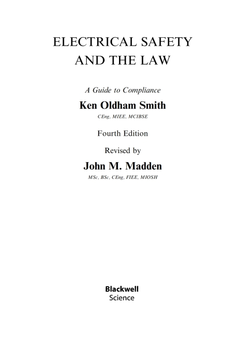 Cover image for book Electrical Safety and the Law: A Guide to Compliance