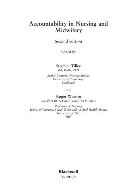 Cover image for book Accountability in Nursing and Midwifery