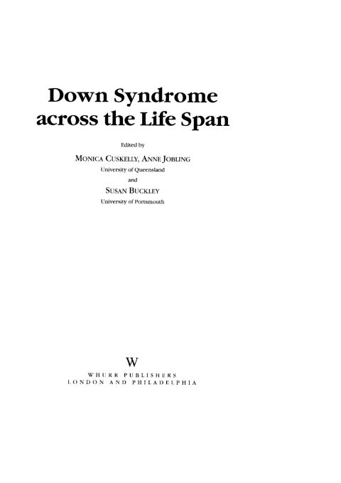 Cover image for book Down Syndrome Across the Life Span