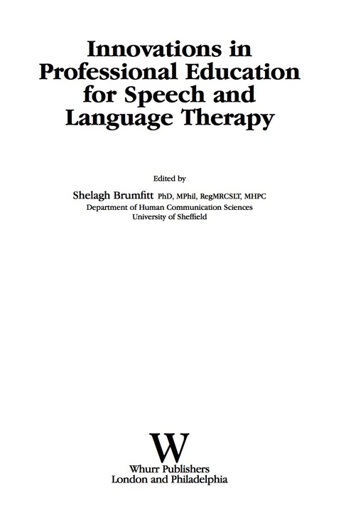 Cover image for book Innovations in Professional Education for Speech and Language Therapy