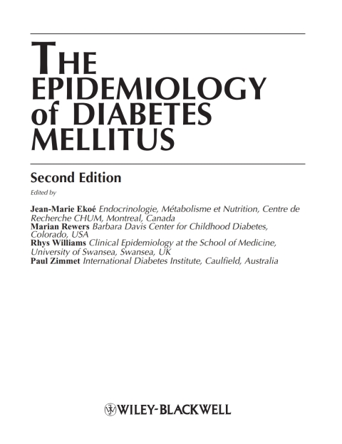Cover image for book The Epidemiology of Diabetes Mellitus