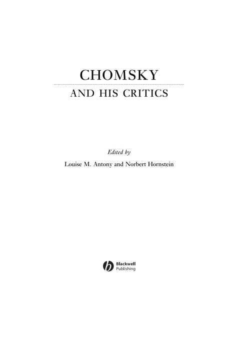 Cover image for book Chomsky and His Critics