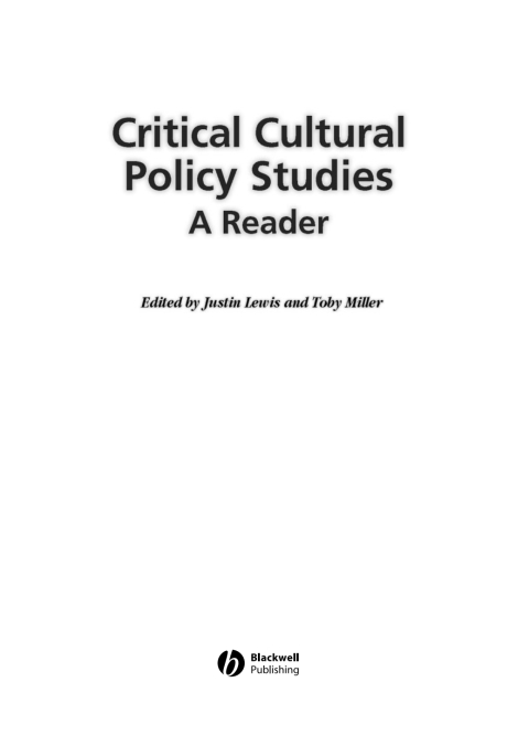 Cover image for book Critical Cultural Policy Studies