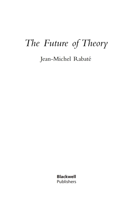 Cover image for book The Future of Theory