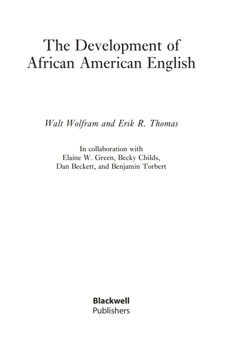 Cover image for book The Development of African American English
