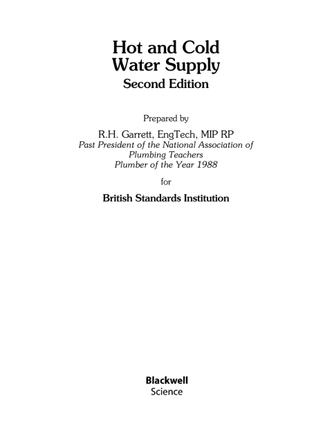 Cover image for book Hot and Cold Water Supply