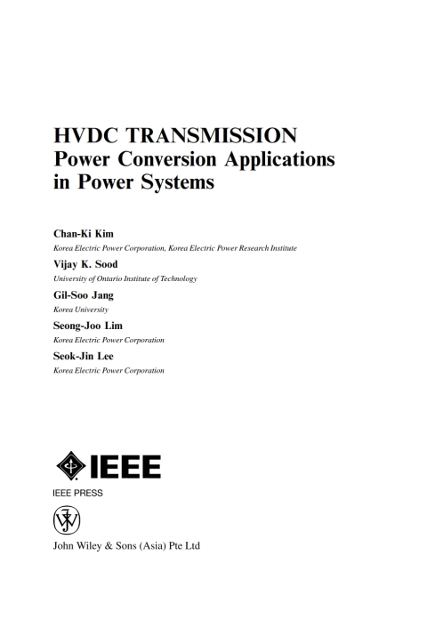 HVDC Transmission: Power Conversion Applications in Power Systems 