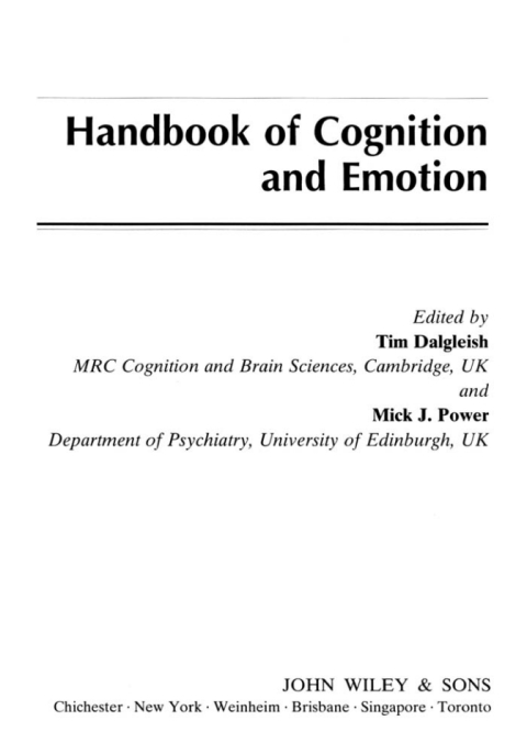 Handbook of Cognition and Emotion 