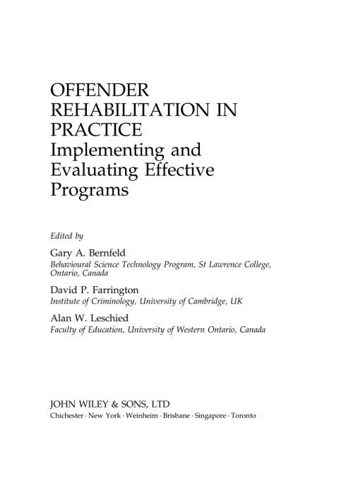 Cover image for book Offender Rehabilitation in Practice