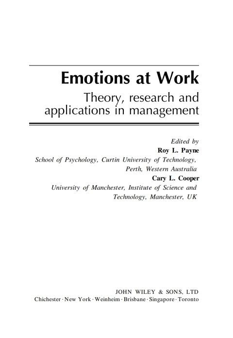 Cover image for book Emotions at Work