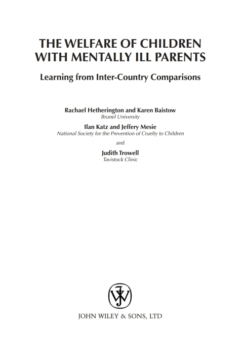 Cover image for book The Welfare of Children with Mentally Ill Parents