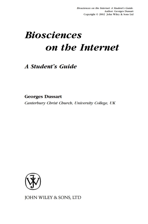 Cover image for book Biosciences on the Internet