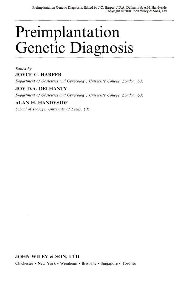 Preimplantation Genetic Diagnosis