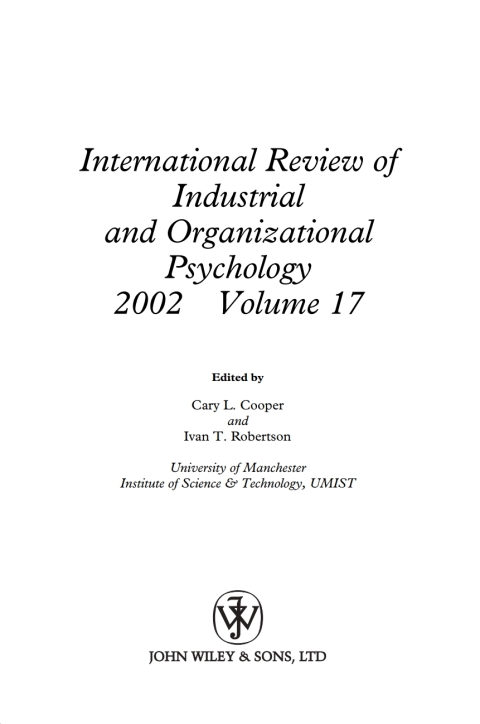 International Review of Industrial and Organizational Psychology 2002 