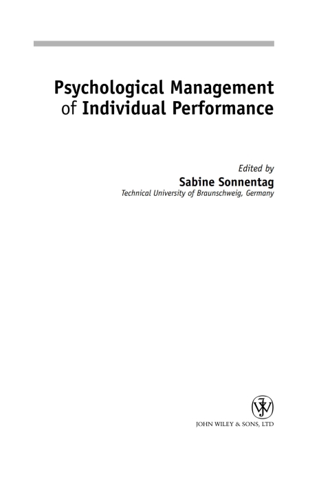 Cover image for book Psychological Management of Individual Performance