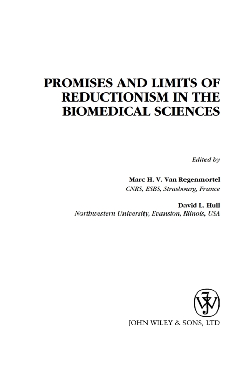 Cover image for book Promises and Limits of Reductionism in the Biomedical Sciences