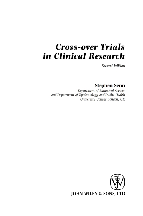 Cover image for book Cross-over Trials in Clinical Research, 2nd Edition