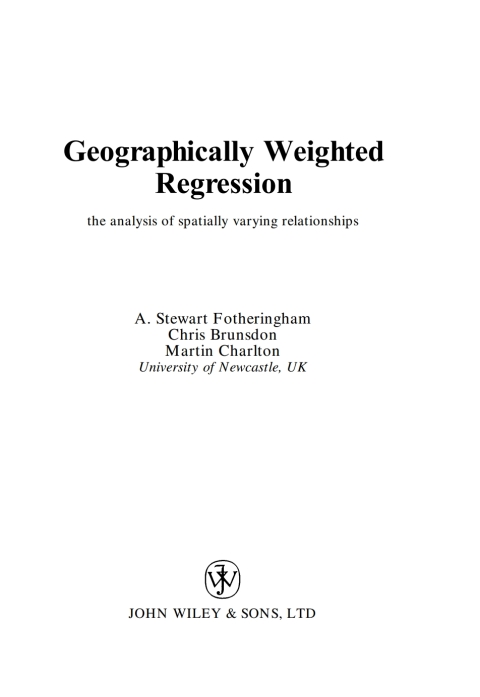 Cover image for book Geographically Weighted Regression