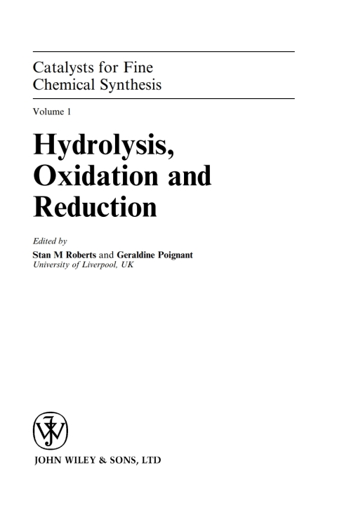 Cover image for book Hydrolysis, Oxidation and Reduction, Volume 1