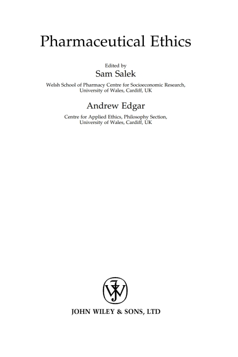 Cover image for book Pharmaceutical Ethics