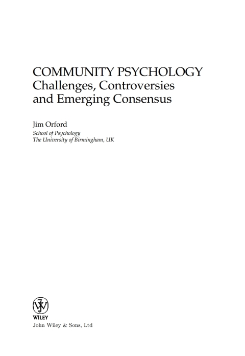 Cover image for book Community Psychology