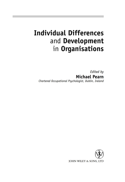 Cover image for book Individual Differences and Development in Organisations