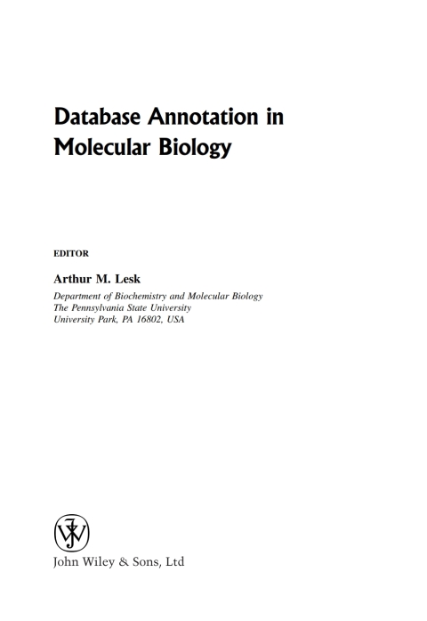 Cover image for book Database Annotation in Molecular Biology