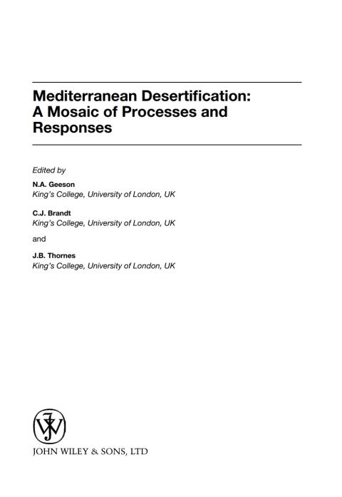 Cover image for book Mediterranean Desertification: A Mosaic of Processes and Responses