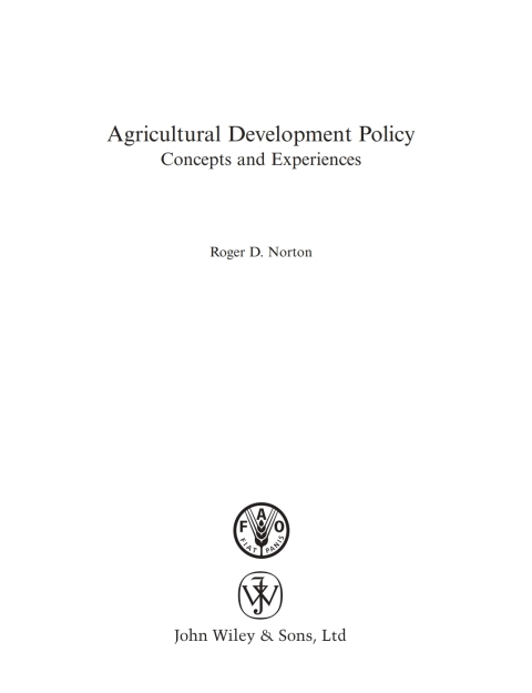 Cover image for book Agricultural Development Policy