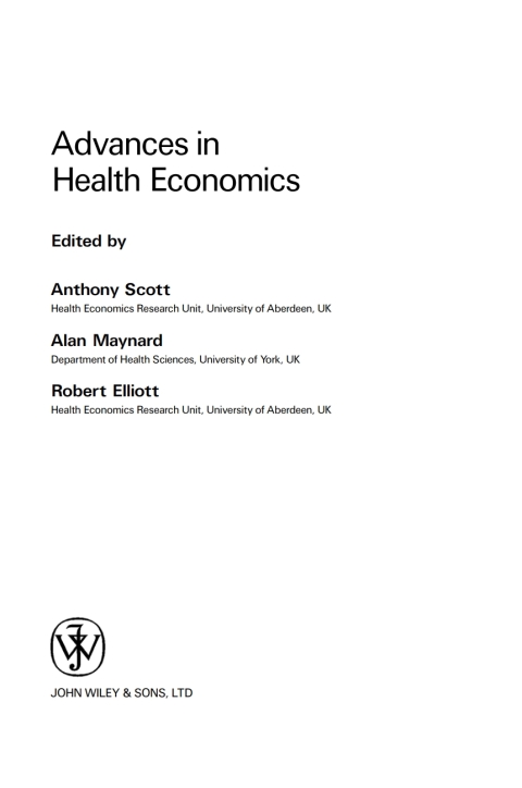 Cover image for book Advances in Health Economics