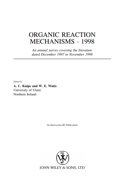 Cover image for book Organic Reaction Mechanisms 1998